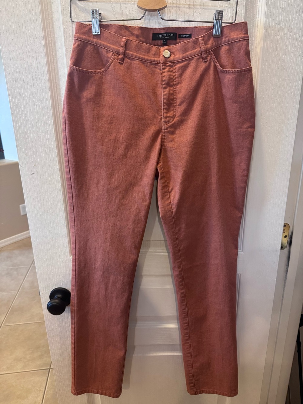 Lafayette 148 New York Thompson Faded Burnt Orange Denim Pants Sz 8